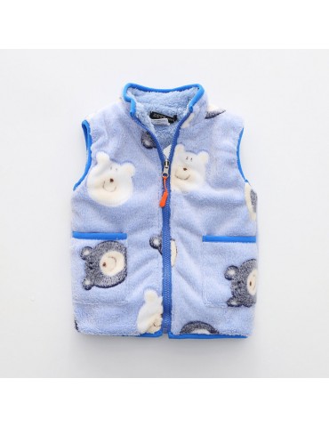 Fleece Print Boys Girls Kids Waistcoat Autumn Winter Vests For 3Y-11Y