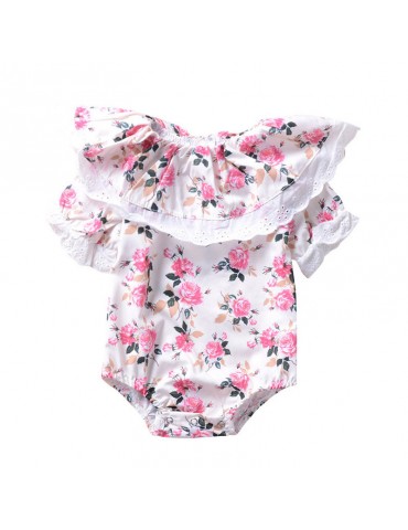 Floral Printed Girls Summer Style Sleeveless Romper For 0-24M