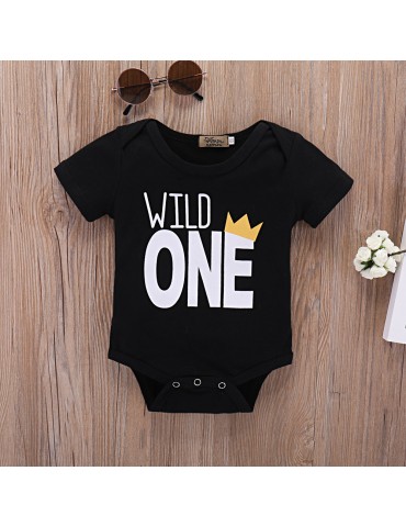 WILD ONE Printed Unisex Kids Summer Romper For 0-24M