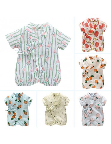 Soft Cotton Fruit Printed Unisex Baby Romper For 0-24 Months