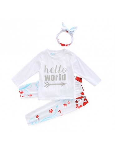 3Pcs Letter Print Newborn Girl's Set For 0-2 Years