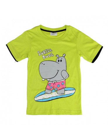 Hippo Baby Children Boy Pure Cotton Short Sleeve T-shirt Top