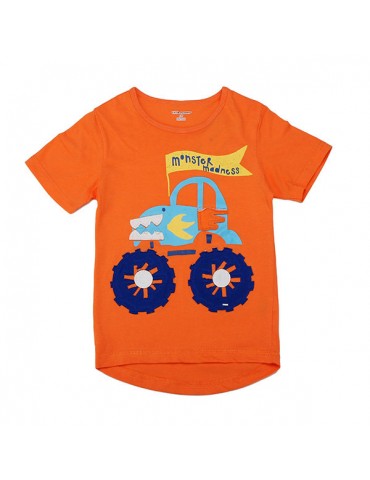 Little Maven Orange Lovely Car Boy Cotton Short Sleeve T-shirt Top