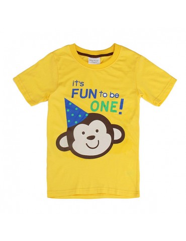 Monkey Children Boy Pure Cotton Short Sleeve T-shirt Top