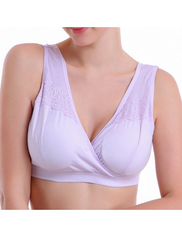 Wireless Criss-Cross Front Lace Sleeping Bra for Pregnant Women