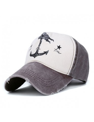 Men Women Cotton Thin Sunshade Baseball Caps Vintage Anchor Pattern Breathable Caps