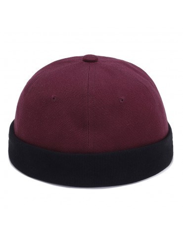 Mens Womens Couple Adjustable Solid French Cotton Bucket Cap Retro Vogue Crimping Brimless Hats