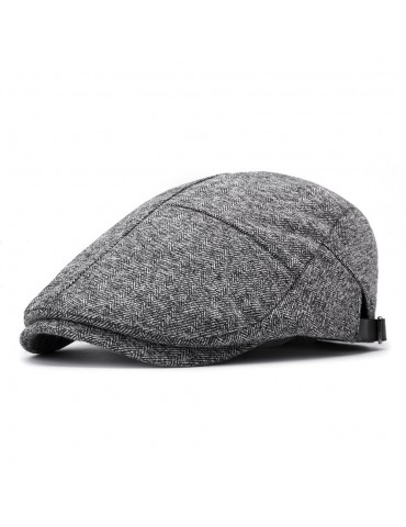 Mens Winter Thicken Warm Cotton Beret Cap Adjustable Vogue Casual Solid Forward Hat