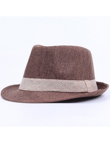 Men Women Stylish Linen Panama Fedora Jazz Hats Sunscreen Breathable Beach Sun Hats