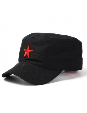 Men Women Red Five-Pointed Star Military Hat Cotton Adjustable Army Cadet Cap Lovers Hat