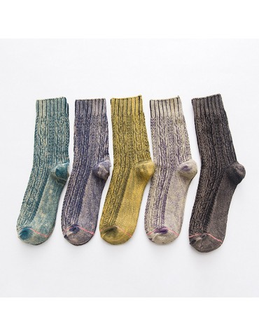 Mens Winter Warm Vintage Vogue Wool Matte Texture Socks Casual Sports Comfortable Middle Tube Socks