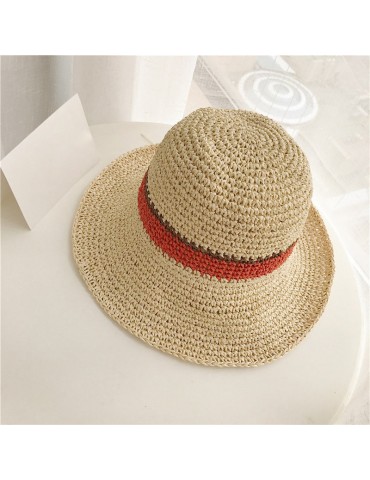 Women Hand Woven Foldable Sweat Breathable Sunshade Hat Outdoor Leisure Fashion Straw Hat