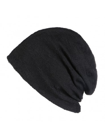 Men Women Cotton Solid Double Layer Soft Lightweight Warm Comfortable Breathable Beanie Hat