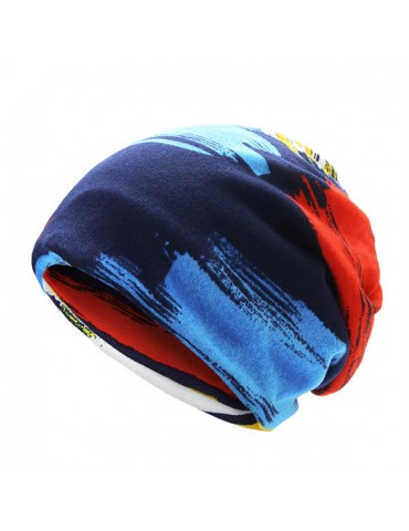 Mens Women Print Stripe Hip Hop Beanies Skullies Hats Plus Cashmere Windproof Scarf Baggy Cap