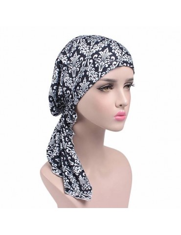 Women Printing Good Elastic Cotton Hat Vintage Turban Gardening Beanie Cap