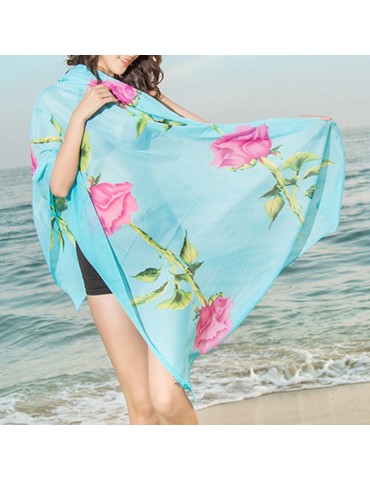 Women Chiffon Long Soft Scarf Casual Thin Shawl Multifunction Scarves Outdoor Beach Scarves