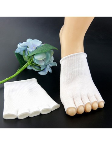 Women Invisible Non-Slip Yoga Half Palm Socks Casual Cotton Toe 5 Finger Socks