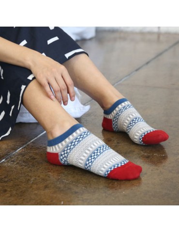 Women Cotton Breathable Folk-Custom Ankle Socks Casual Non-slip Boat Socks