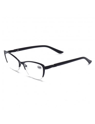 Women's Fashion Vintage Flexible Anti-fatigue Half Frame Metal Square Reading Glasses